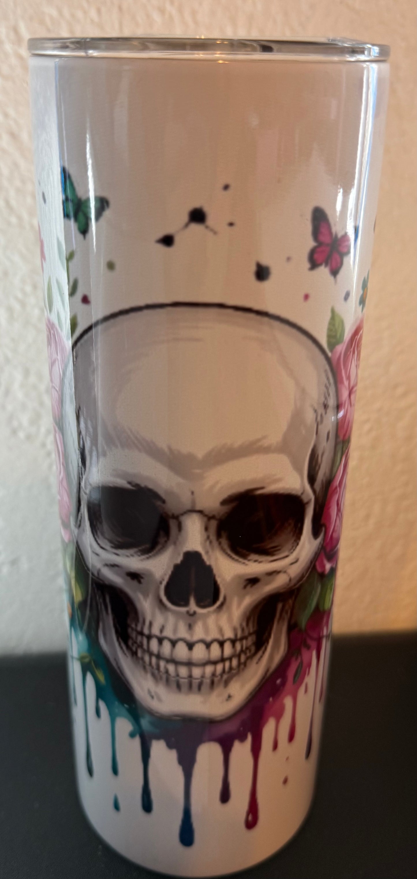 Skull and butterflies tumbler