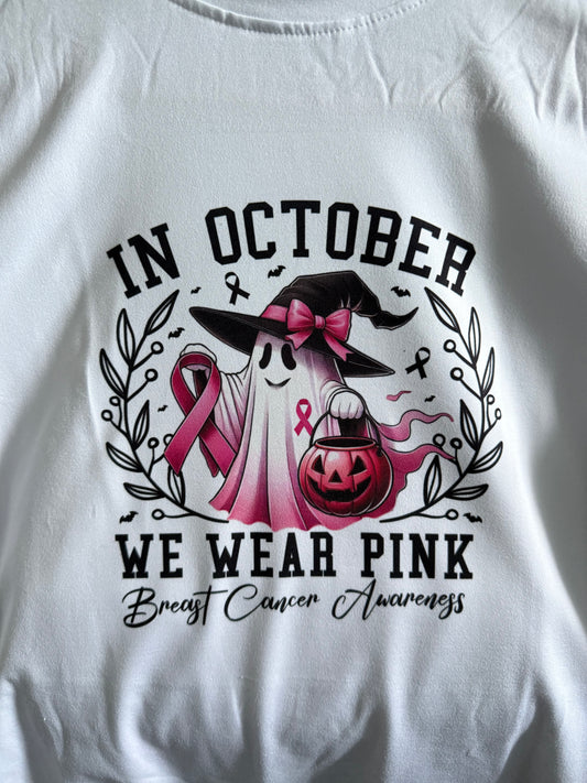 October we wear Pink ghost pumpkin Tshirt