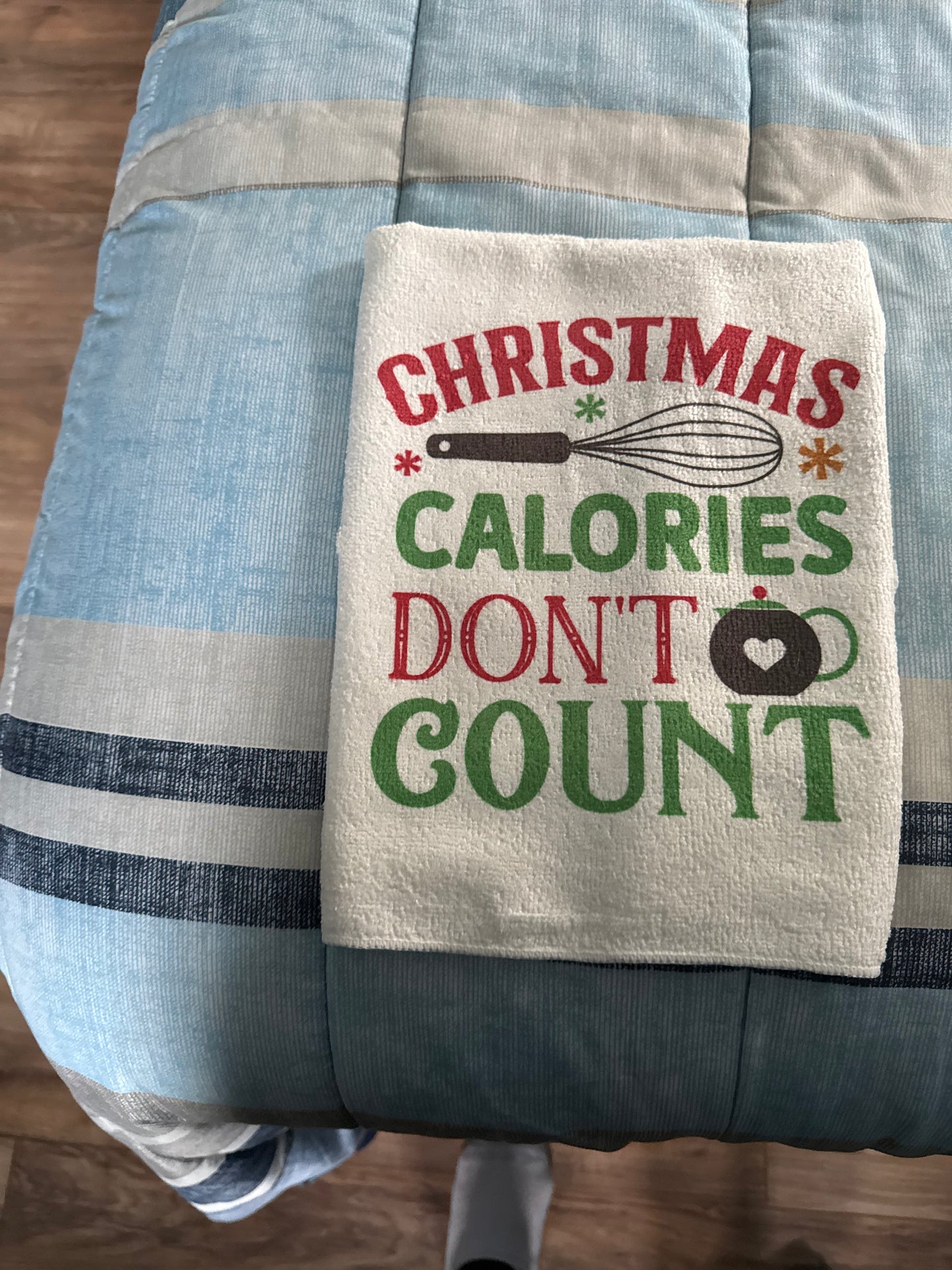Christmas calories dish towel
